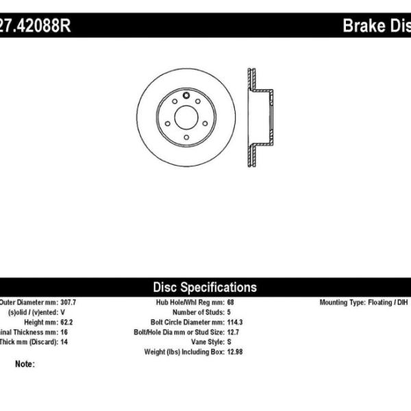 ST Slot & Drill Brake Rotors Stoptech 127.42088R