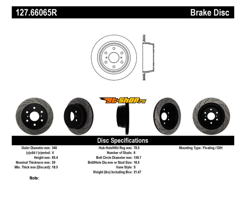 ST Slot & Drill Brake Rotors Stoptech 127.66065R