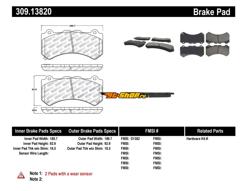 ST Sport Brake Pads Stoptech 309.13820