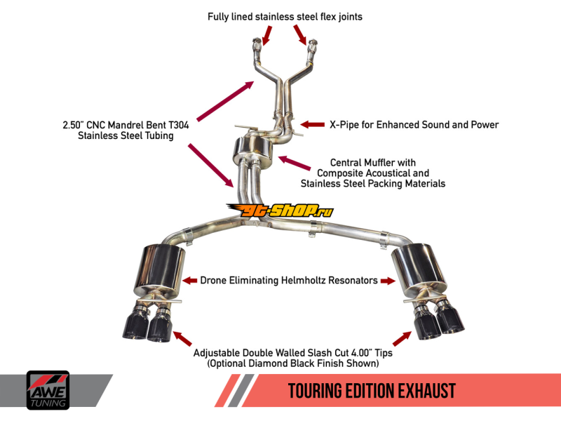 AWE Tuning 3415-42010 AWE Cat-Back Touring
