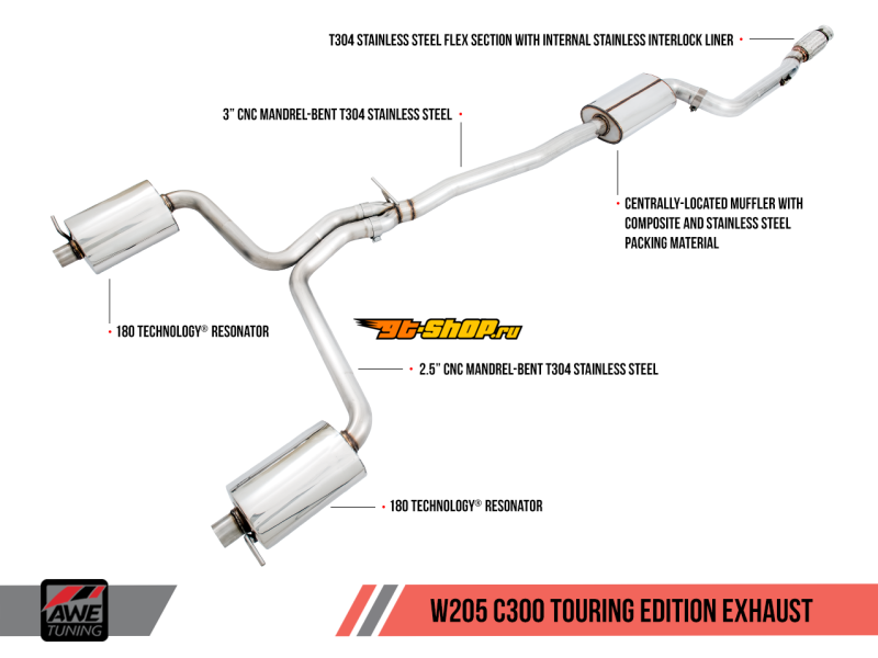 AWE Tuning 3015-31014 AWE Cat-Back Touring