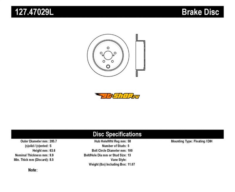 ST Slot & Drill Brake Rotors Stoptech 127.47029L