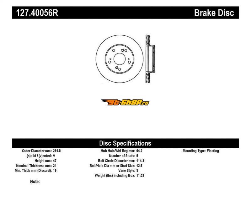 ST Slot & Drill Brake Rotors Stoptech 127.40056R